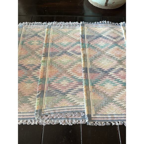 Park B. Smith Pastel-Colored Southwestern Woven Placemats Fringed Edges Set Of 4 - Picture 2 of 9